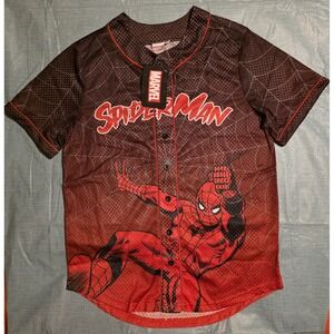 Marvel Spider-Man Double Sided Button-Up Jersey Mens Small NWT